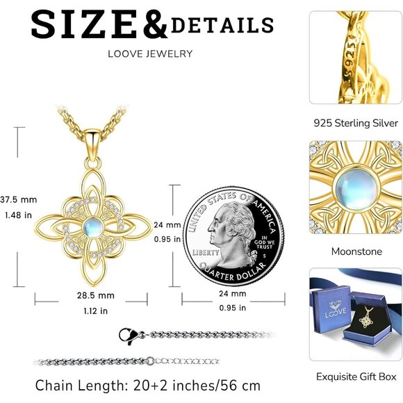 Pentagram Sun Moon Celtic Witches Knot Sterling Silver Wiccan Amulet Necklace fo - Picture 4 of 7